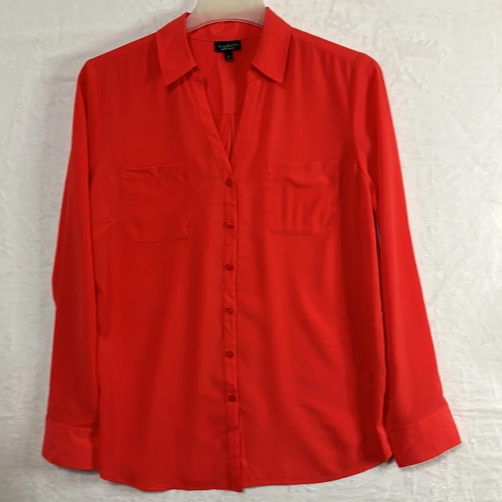 Talbots Nantucket Salmon Orange Long Sleeve Button Down Shirt Women’s Large - Picture 1 of 6